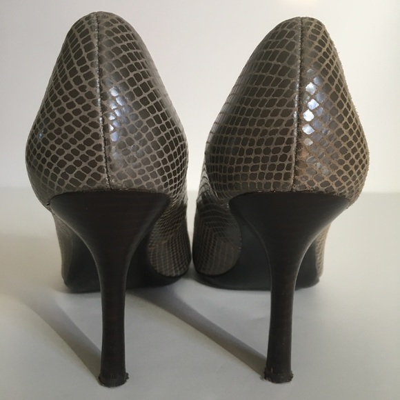 Calvin Klein Gray Skin Peep-toe Heels - Picture 3 of 4